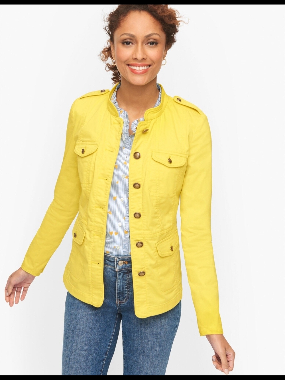 Talbots Piped Yellow Utility Jacket